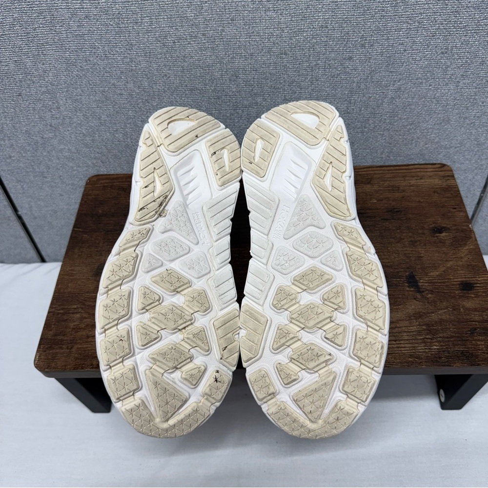 Hoka One One Women's Cream White Athletic Shoes with Tan Logo - Picture 7 of 7